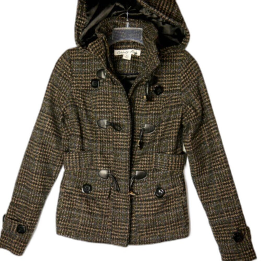 Celebrity Pink Womens Jacket Size XS Woolen Hoodie Coat Brown